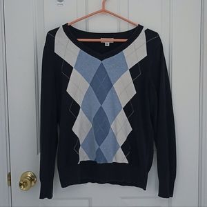 St. John's Bay Argyle V-neck Sweater - L
